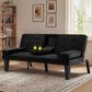 HOMLUX 65" Futon Sleeper Sofa Bed with Adjustable Backrest and Cup Holders in Black, , large