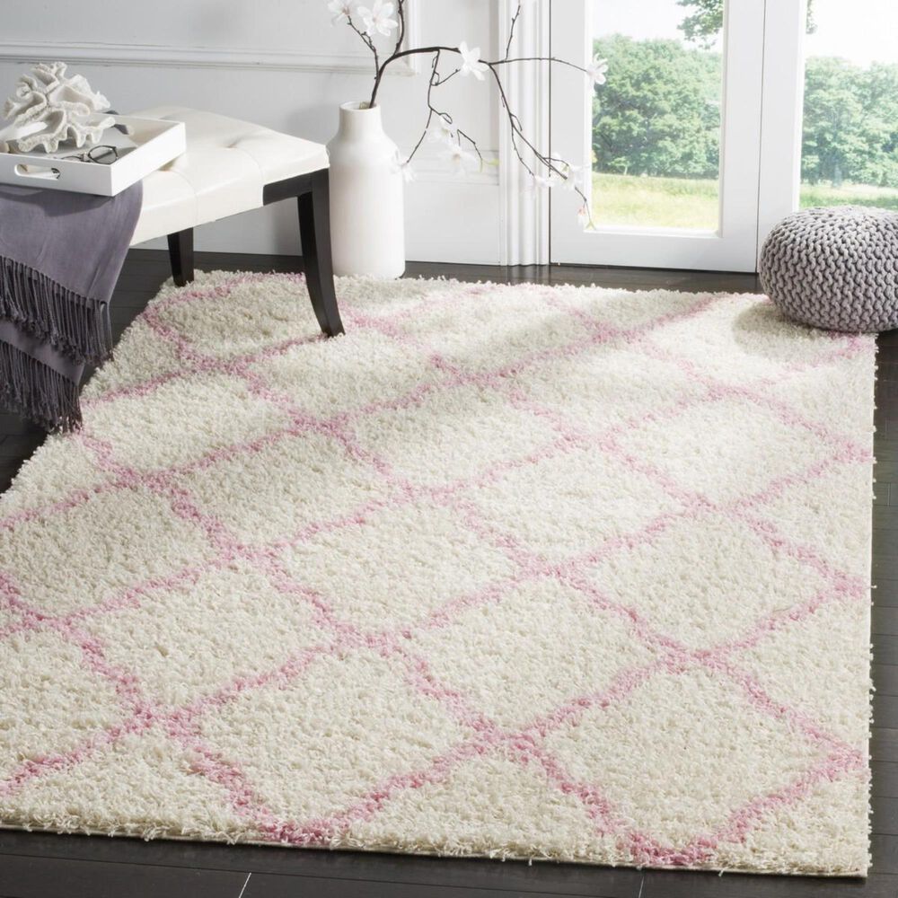 Safavieh Dallas Shag SGD257P 3&#39; x 5&#39; Ivory and Light Pink Area Rug, , large
