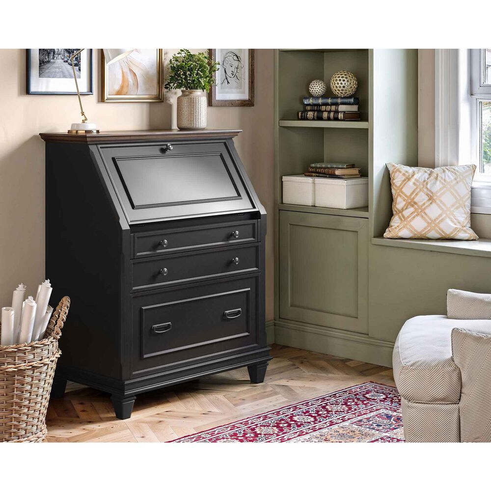 Wycliff Bay Hartford Secretary Desk in Black and Cherry, , large