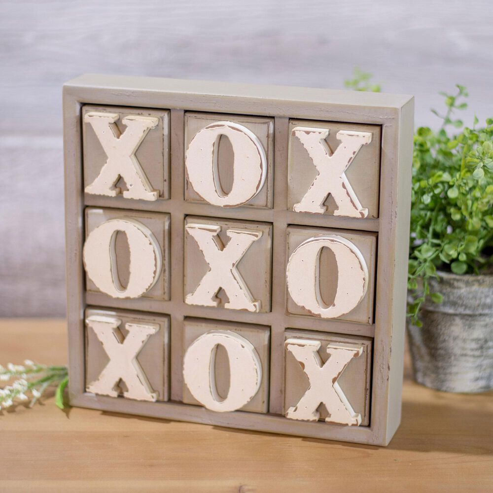 VIP Home and Garden Tic Tac Toe Set in Gray and White, , large