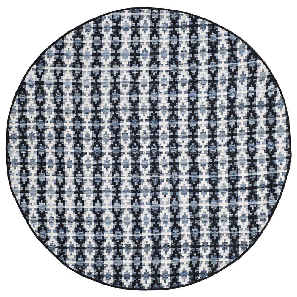 Safavieh Montauk Southwestern 6" Round Ivory, Blue and Black Area Rug, , large