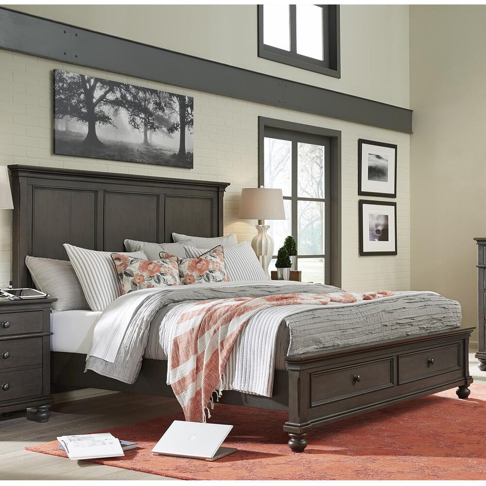 Riva Ridge Oxford King Storage Bed in Peppercorn, , large