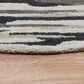 L&R Resources Sinuous Distressed Cabin Camouflage 4" Round Black and Gray Area Rug, , large