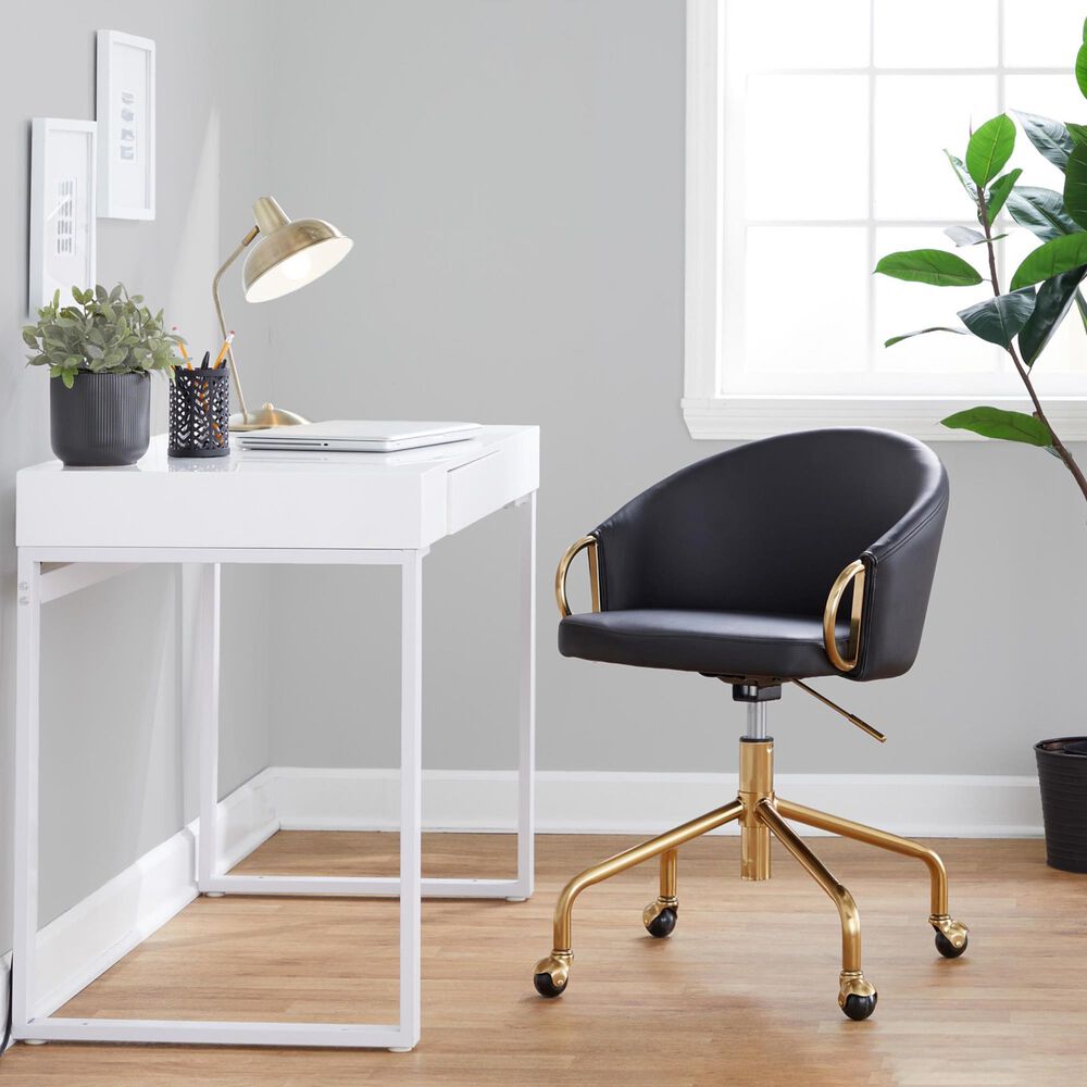 Lumisource Claire Task Chair with Black Cushion in Gold, , large