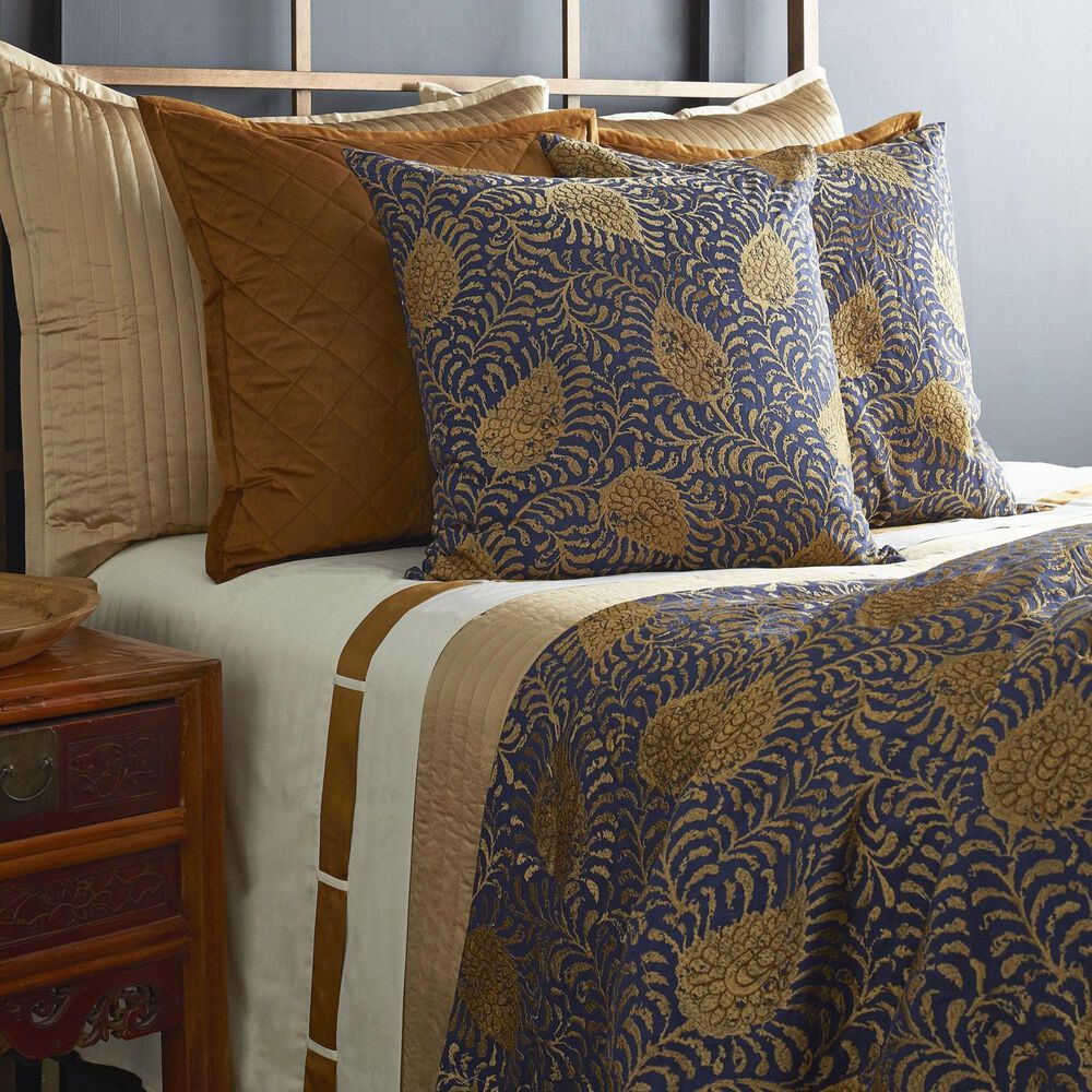 Ann Gish Kinrande 50" x 96" Throw in Marine and Gold, , large