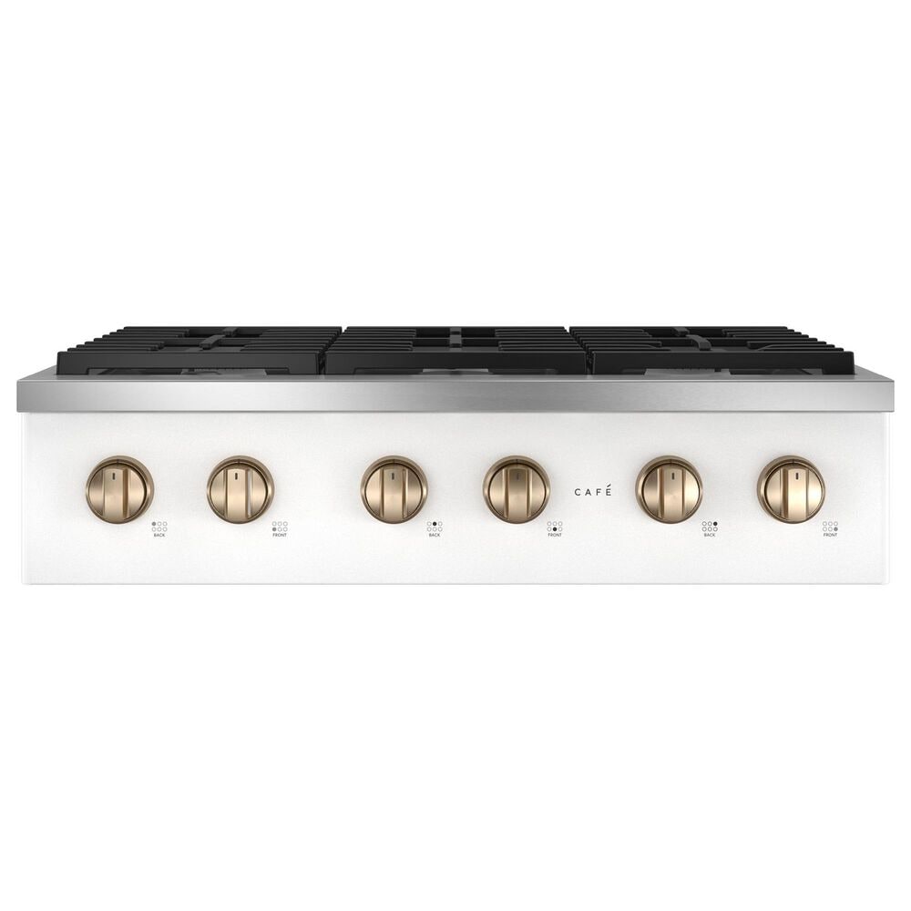 Cafe 36" Natural Gas Rangetop with 6-Burner in Matte White and Brushed Bronze, , large