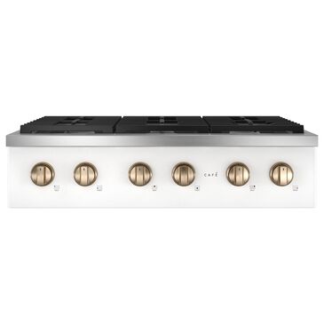 Cafe 36" Natural Gas Rangetop with 6-Burner in Matte White and Brushed Bronze, , large