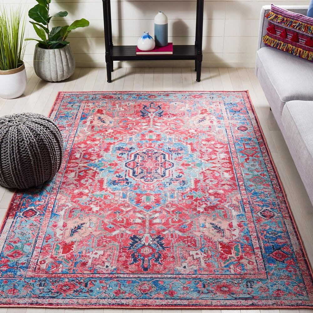 Safavieh Serapi  4&#39; x 6&#39; Light Blue and Red Area Rug, , large