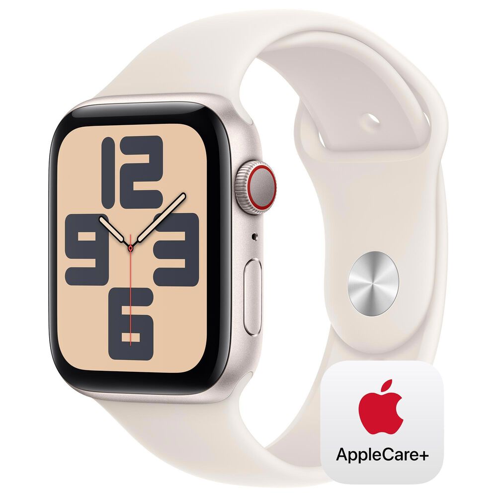 Apple Watch SE GPS + Cellular 44mm Starlight Aluminum Case with Starlight Sport Band - M/L, , large