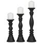 Maple and Jade 12", 15", 18" Turned Style Pillar Decorative Candle Holder in Black (Set of 3), , large