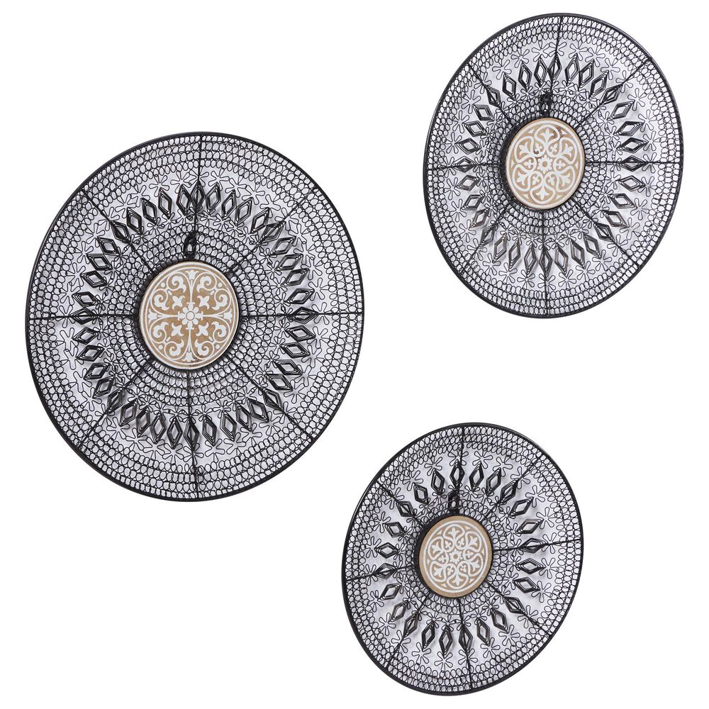 Maple and Jade 18" x 18" Eclectic Wall Decor in Black, White and Brown (Set of 3), , large