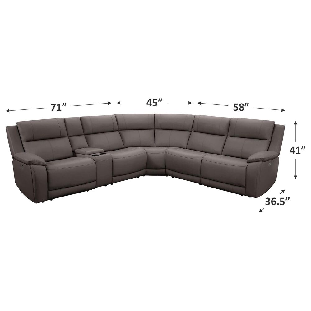 Oxford Furniture 6-Piece Leather Power Reclining Sectional in Madrid Mocha, , large