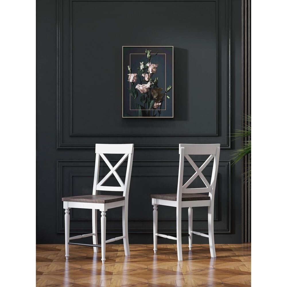 Emerald Home Furnishings Mountain Retreat Counter Stool in Dark Mocha and Antique White &#40;Set of 2&#41;, , large