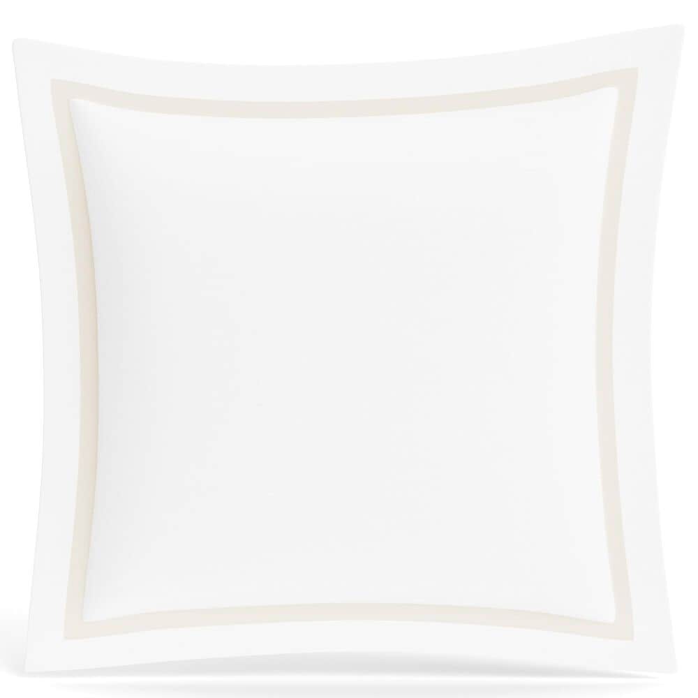 Ann Gish Ready-to-Bed 2.0 Cotton with Trim Euro Sham in White and Pumice, , large