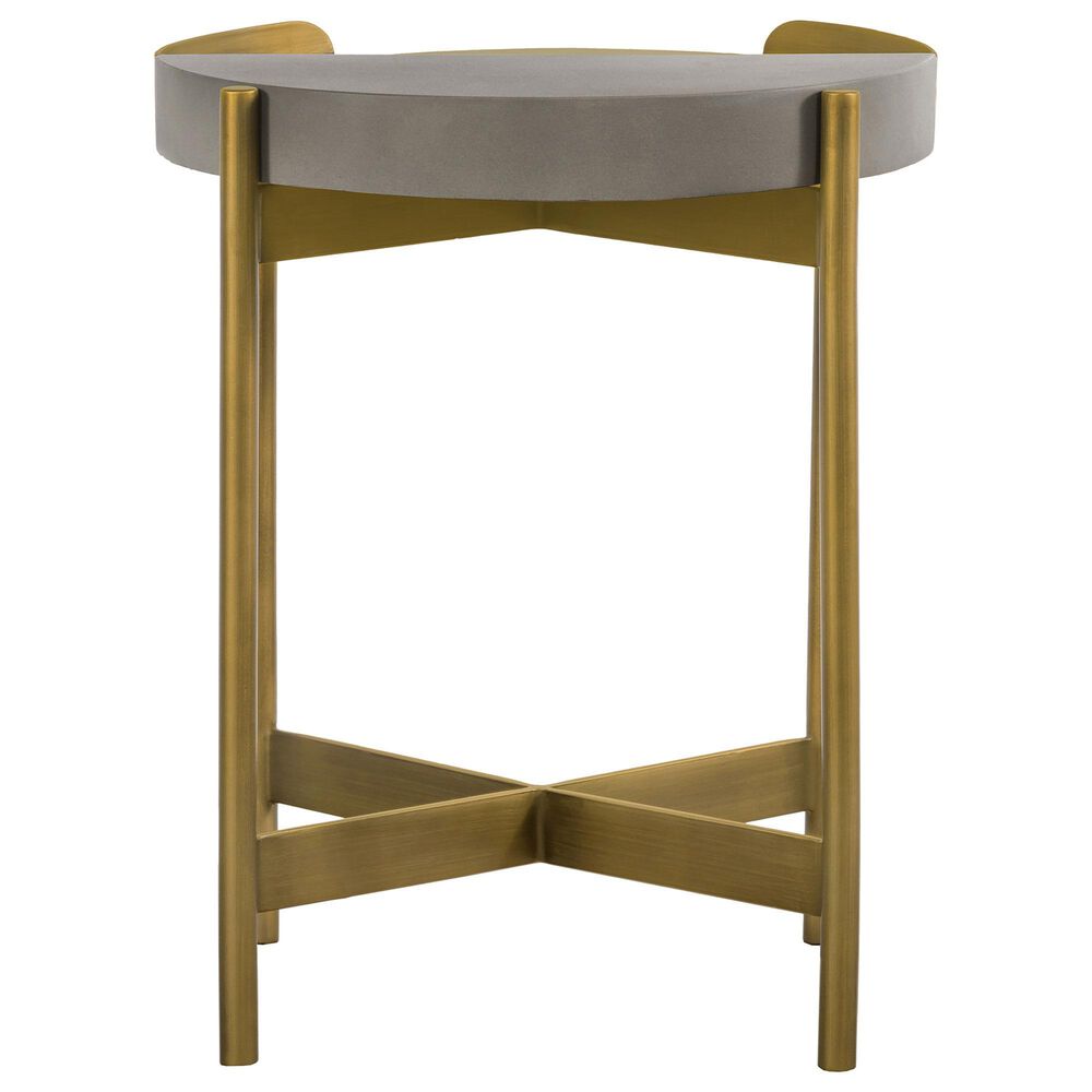 Blue River Dua End Table in Medium Gray and Antique Brass, , large