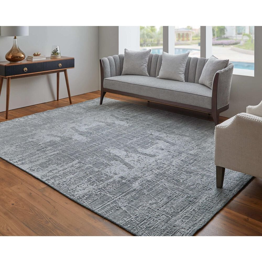 Feizy Eastfield 69A5F 9&#39; x 12&#39; Blue and Silver Area Rug, , large
