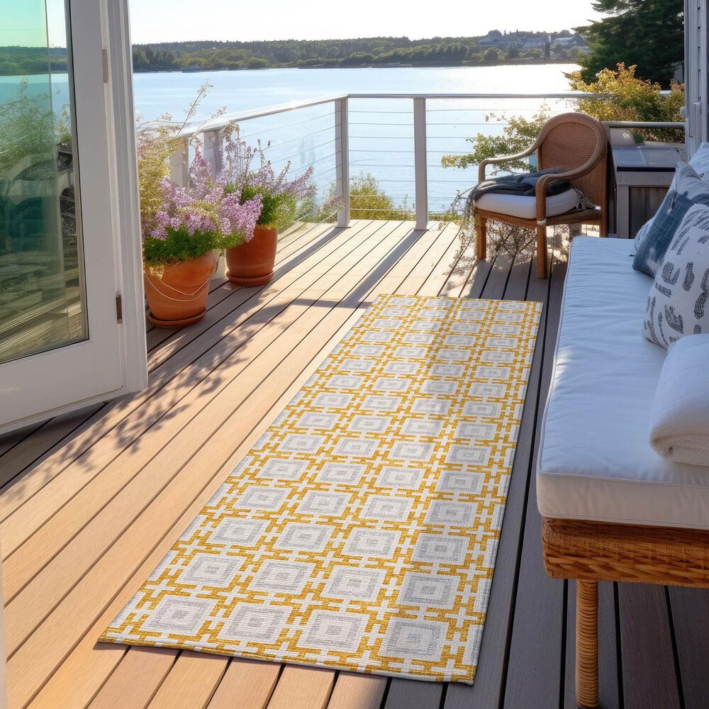 Dalyn Rug Company Marlo 2&#39;3&quot; x 12&#39; Gold Indoor/Outdoor Runner, , large