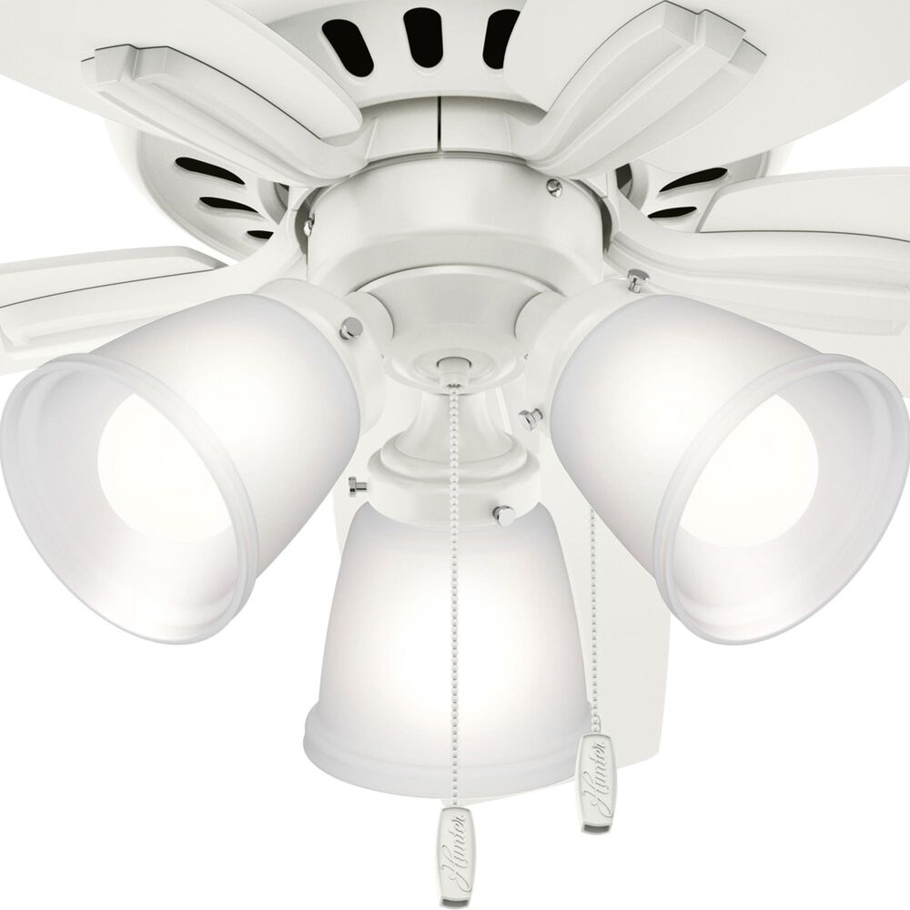 Hunter Newsome Low Profile 42&quot; Ceiling Fan with Clear Frosted Lights in Fresh White, , large