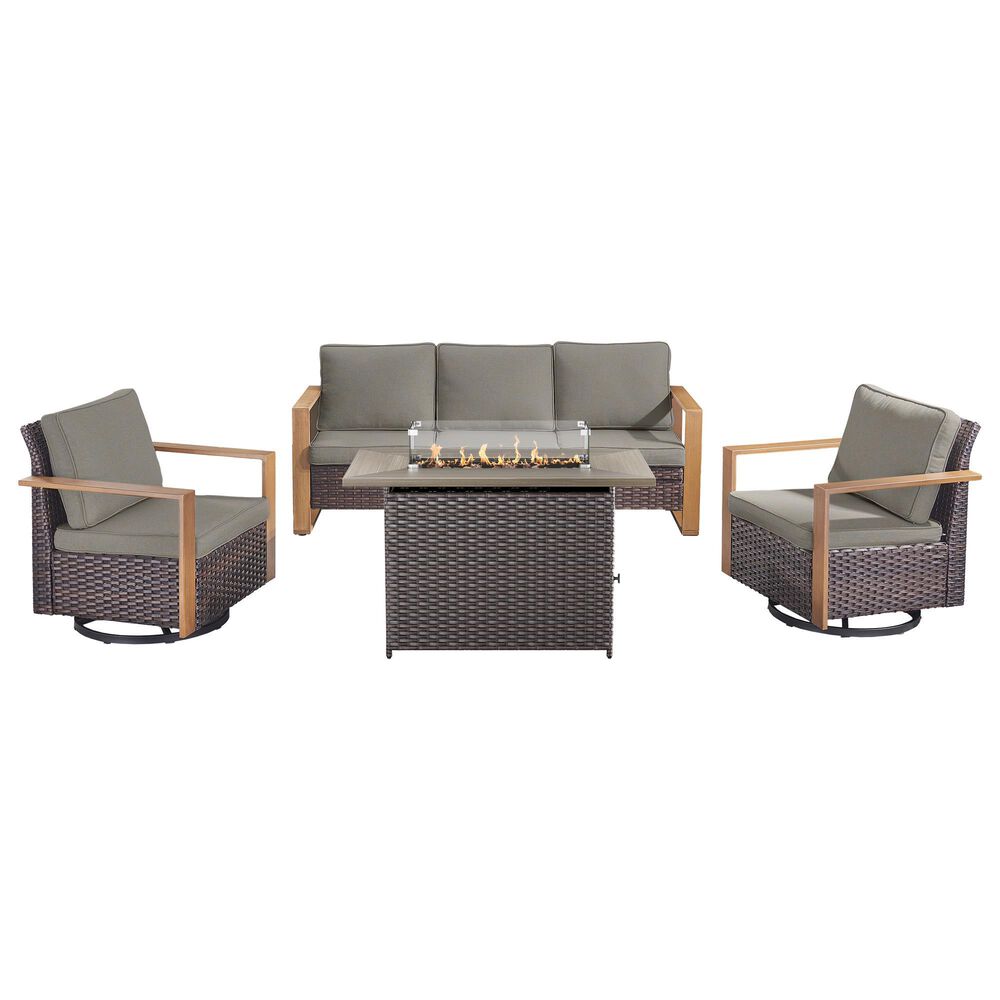 Sunwell Garden 4-Piece Patio Fire Pit Set in Gray, , large