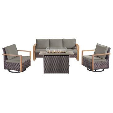 Sunwell Garden 4-Piece Patio Fire Pit Set in Gray, , large