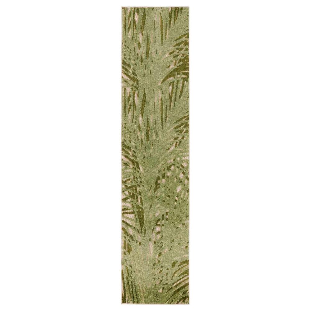 Nourison Aloha ALH41 2" x 6" Ivory and Green Indoor/Outdoor Runner, , large