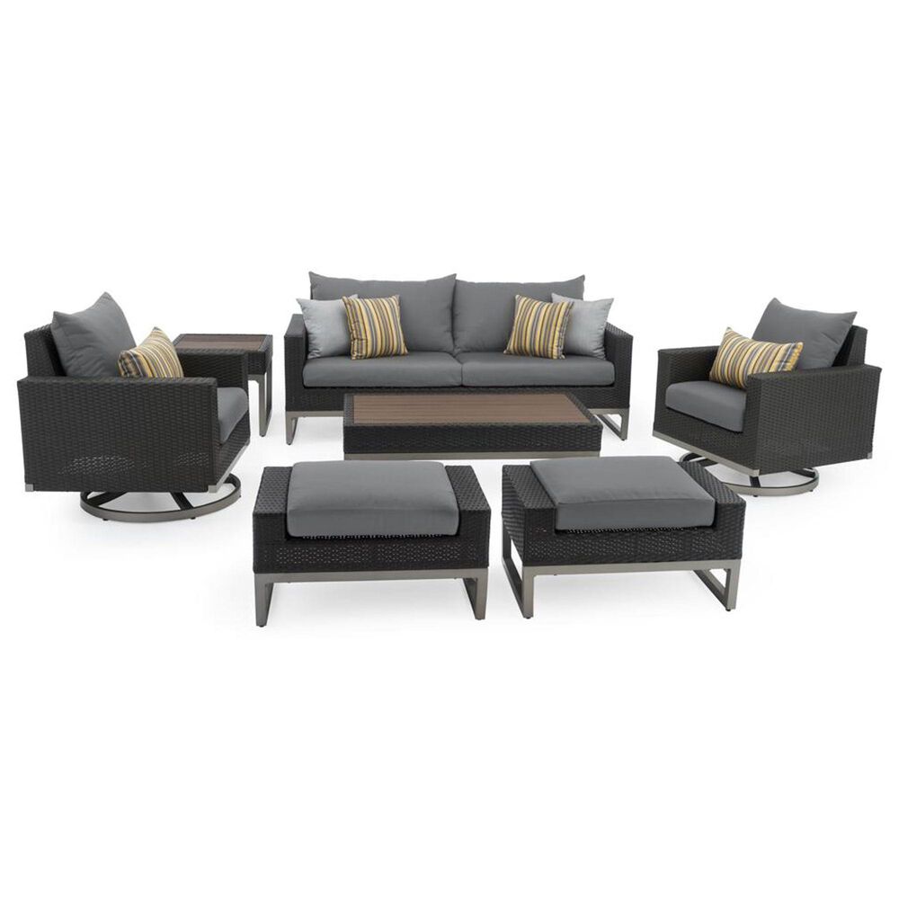 RST Brands Milo 7-Piece Sunbrella Patio Motion Deep Seating Set in Charcoal Grey, , large