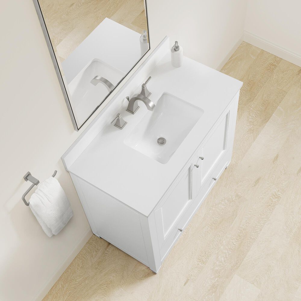 37B Claudine 36" Single Bathroom Vanity in Bright White with Glossy White Composite Stone Top and Backsplash, , large