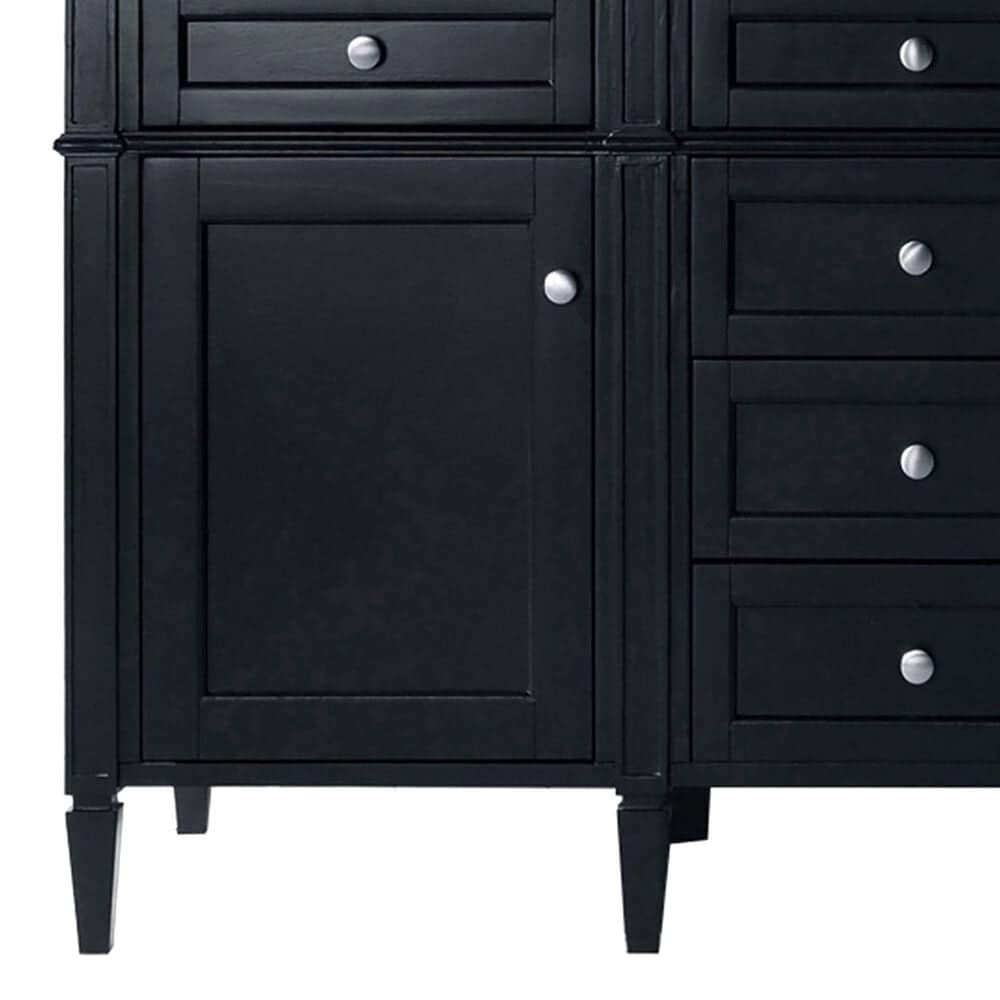 James Martin Vanities Brittany 60&quot; Double Bathroom Vanity in Black Onyx with 3 cm White Zeus Quartz Top and Rectangular Sinks, , large