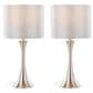LumiSource Lenuxe 24" Metal Table Lamp with Grey Sparkly Linen Shade in Brushed Nickel (Set of 2), , large