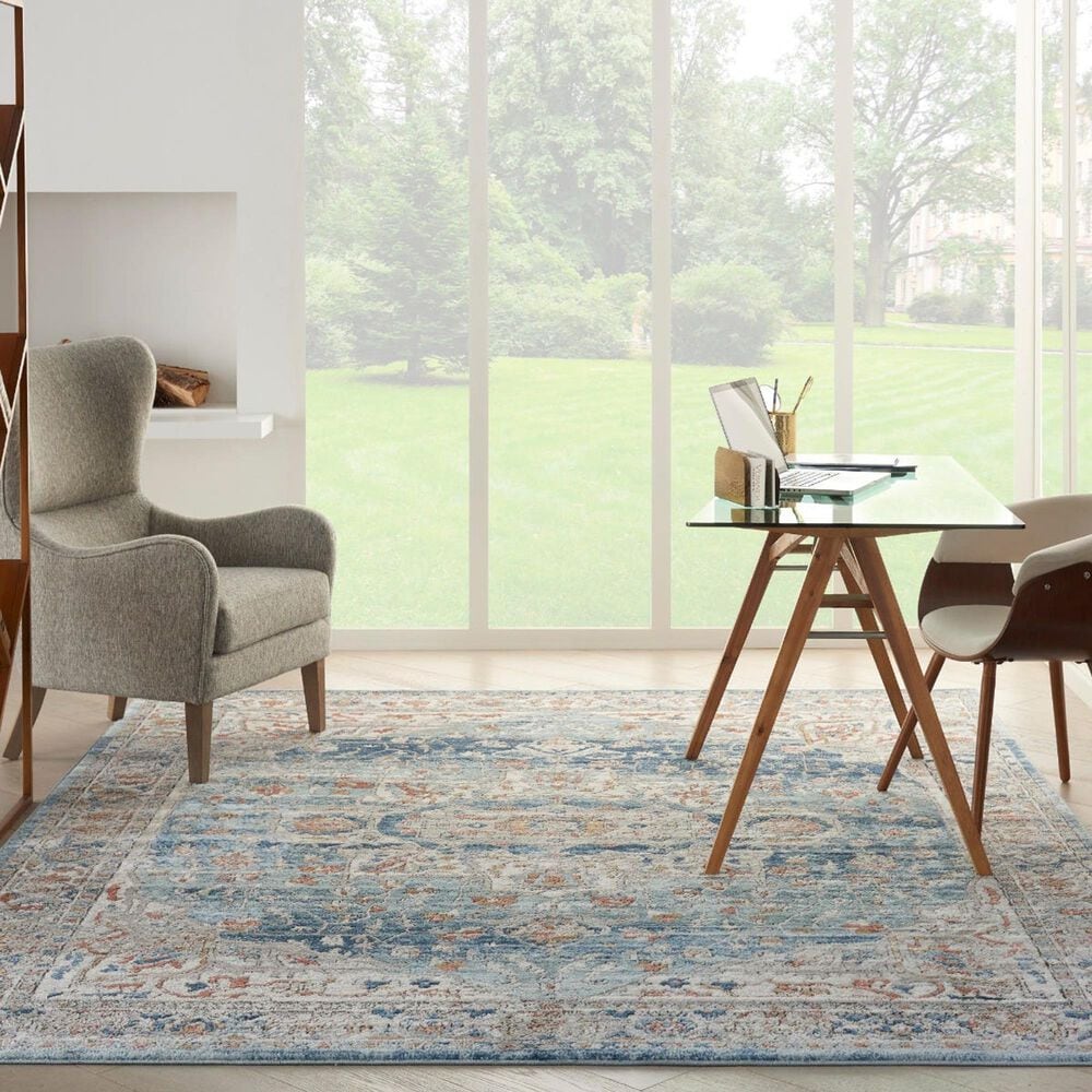 Nourison Quarry QUA11 6&#39;7&quot; x 9&#39;6&quot; Ivory and Blue Area Rug, , large