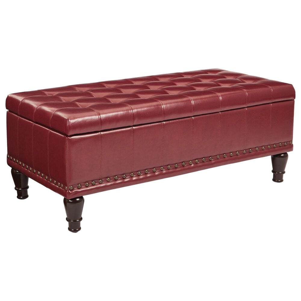 OSP Home Caldwell Storage Ottoman in Crimson Red, , large