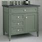 James Martin Vanities Brittany 36" Single Bathroom Vanity in Smokey Celadon with 3 cm Charcoal Soapstone Quartz Top and Rectangular Sink, , large