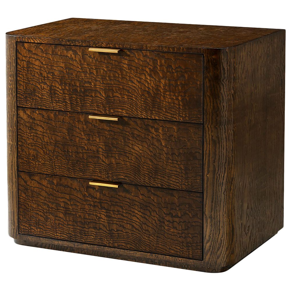 Theodore Alexander Kesden 3 Drawer Nightstand in Pyramid Brown, , large