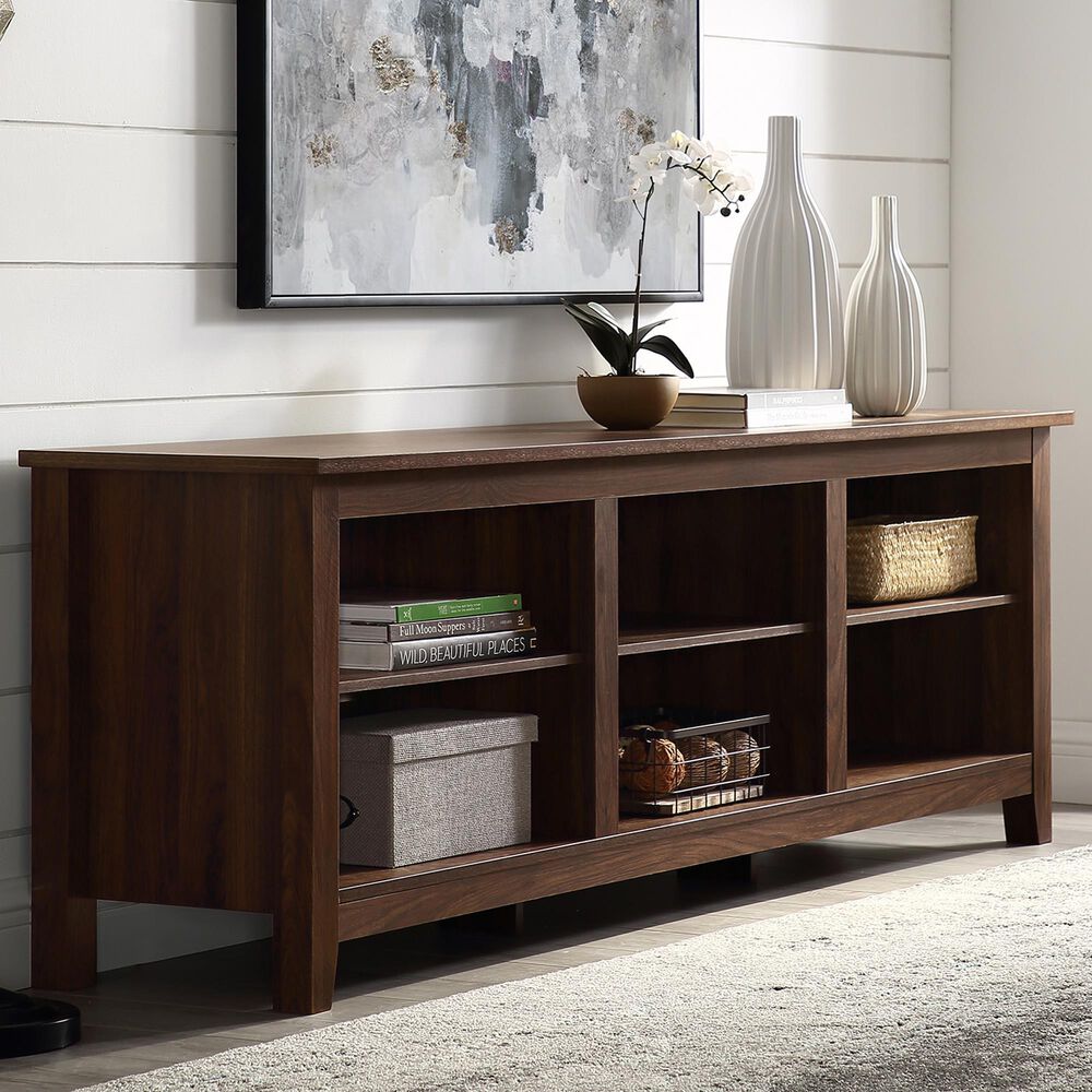 Walker Edison Essential 70&quot; TV Stand in Dark Walnut, , large