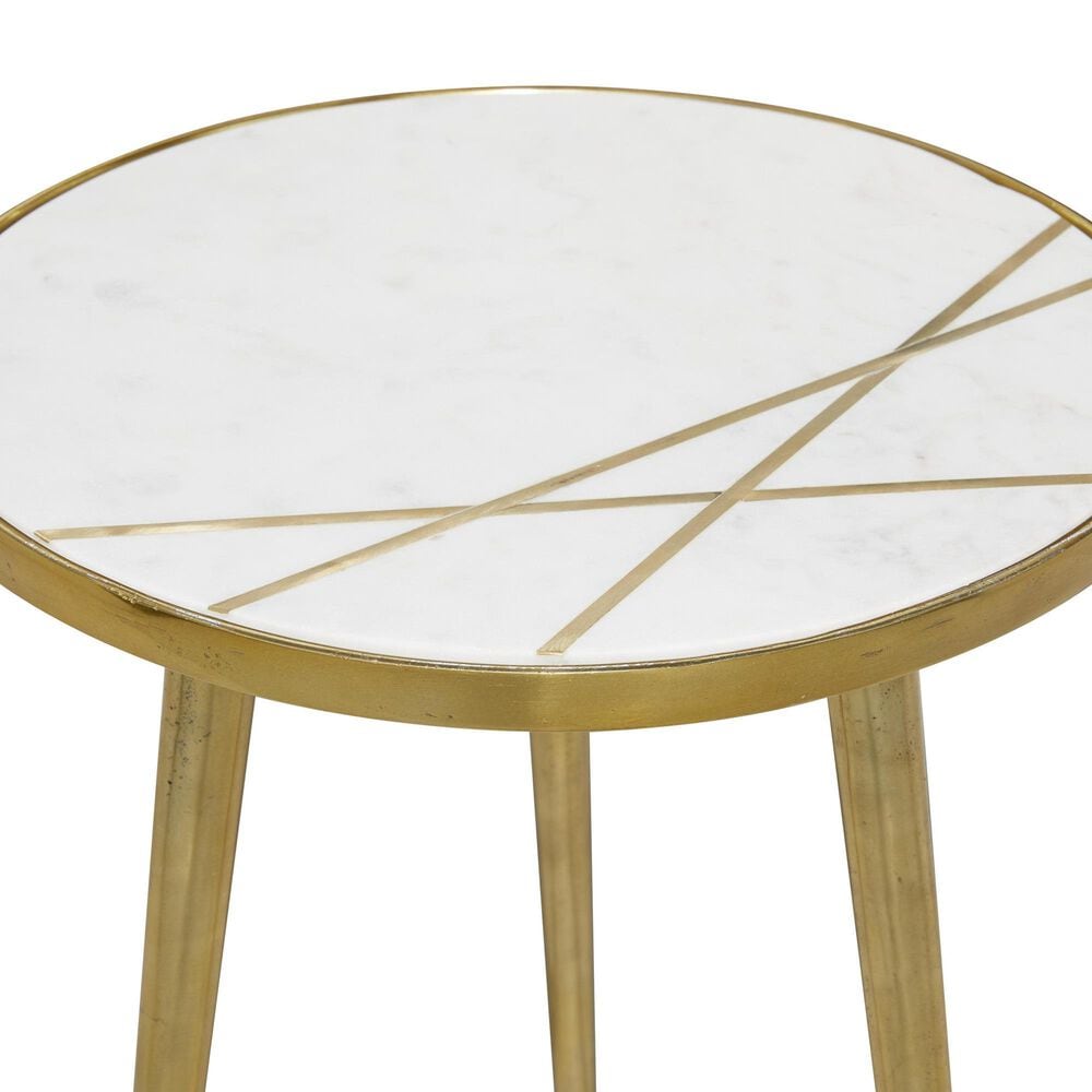 Maple and Jade End Table with Marble Top in Gold, , large
