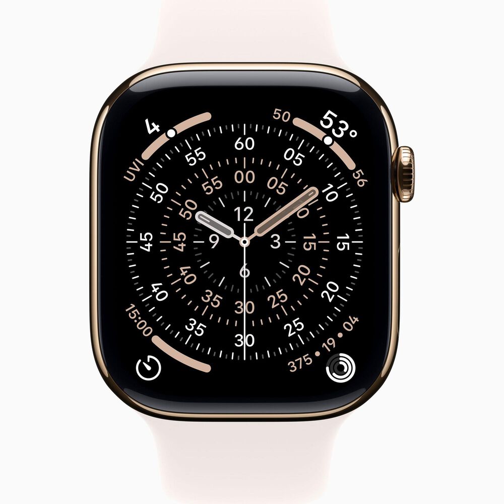 Apple Watch Series 11 &#40;GPS + Cellular&#41; 46mm Gold Titanium Case with Light Blush Sport Band - M/L, , large