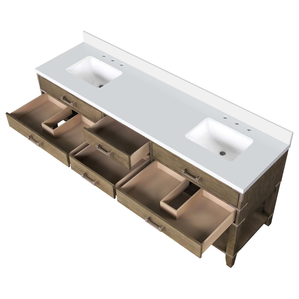 Lexora Home Norwalk 80&quot; Double Bathroom Vanity in Grey Oak with White Quartz Top and Rectangular Sinks, , large