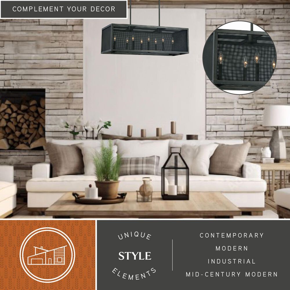 Vaxcel Wicker Park 8-Light Linear Chandelier in Warm Pewter, , large