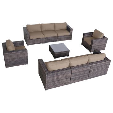 Living Source International 8-Piece Patio Sectional Set with Club Chair in Brown, , large