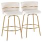 LumiSource Cinch 26" Swivel Counter Stool with Cream Upholstery in Gold (Set of 2), , large