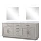 Lexora Home Abbey 84" Double Bathroom Vanity in Black Oak with 2 cm White Carrara Marble Top, Rectangular Sinks and 36" Mirrors, , large