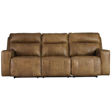 Signature Design by Ashley Game Plan Leather Power Reclining Sofa with Power Headrest in Caramel, , large