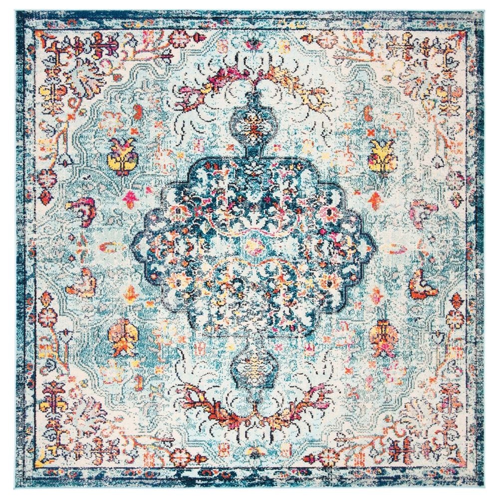 Safavieh Madison MAD447K 5" Square Navy and Light Blue Area Rug, , large