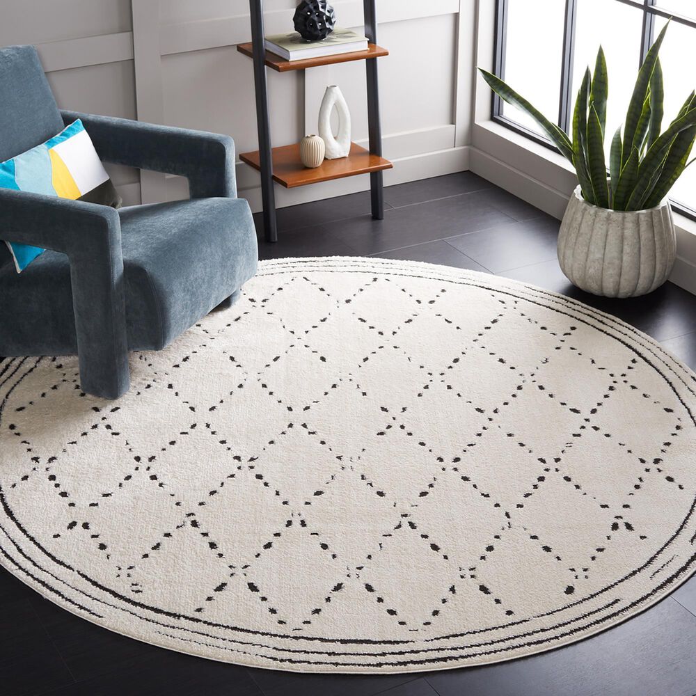 Safavieh Melody MEL102A 6&#39;7&quot; Round Ivory and Black Area Rug, , large