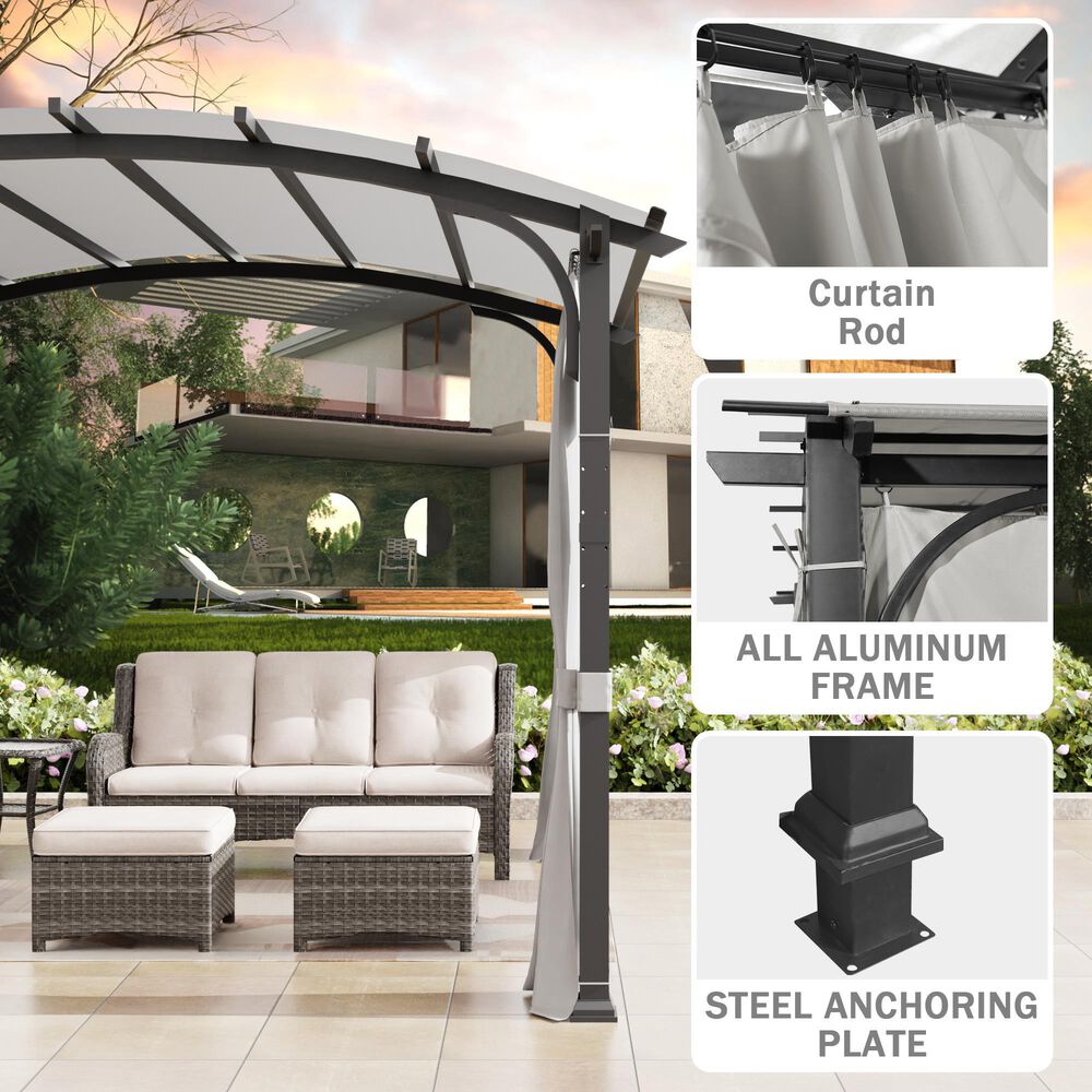 Sunwell Garden 11' x 11' Outdoor Pergola with Gray Canopy in Black, , large