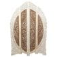 Maple and Jade 4-Panel Partition Room Divider Screen with Carved Designs in Brown and White, , large