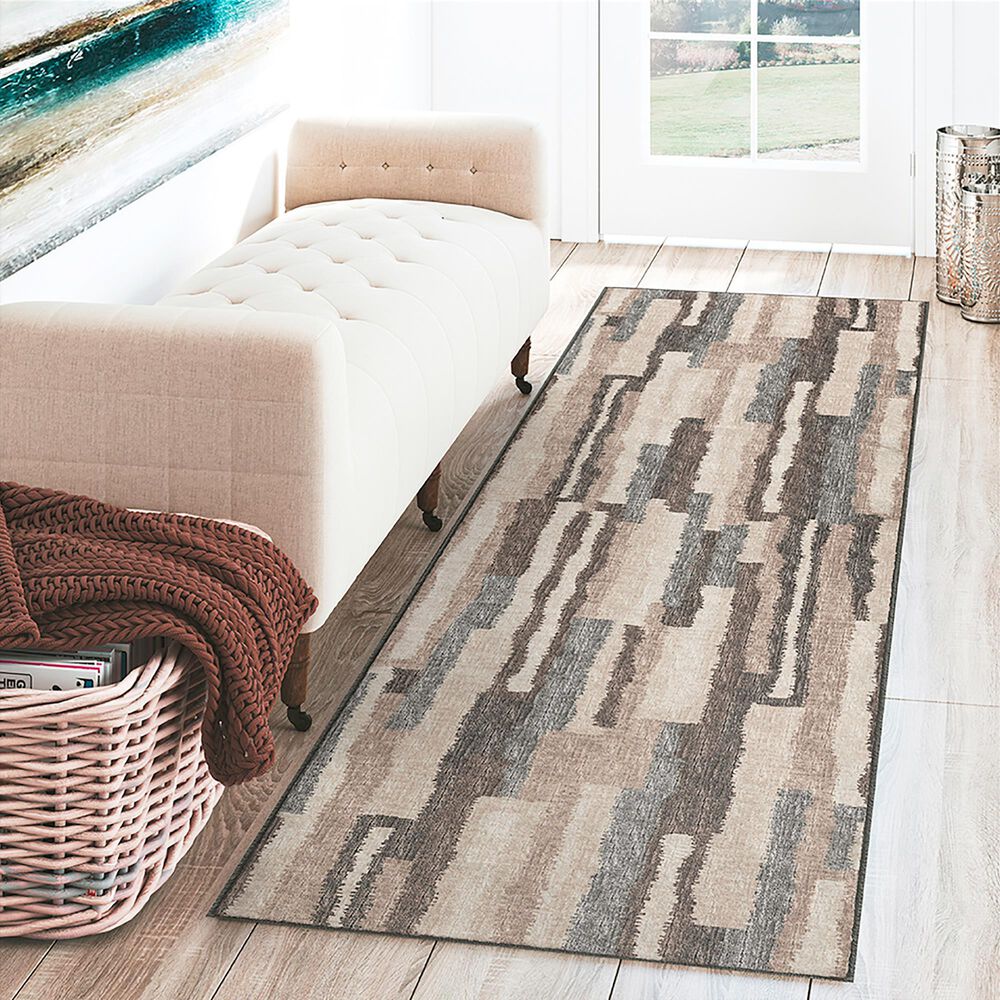 Dalyn Rug Company Brisbane Geometric 2&#39;3&quot; x 7&#39;6&quot; Sable Runner, , large