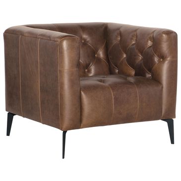 Hooker Furniture Nicolla Leather Stationary Chair in Brown, , large