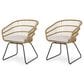 Hearth and Haven Terry Outdoor Dining Chair with Beige Cushion in Light Brown (Set of 2), , large