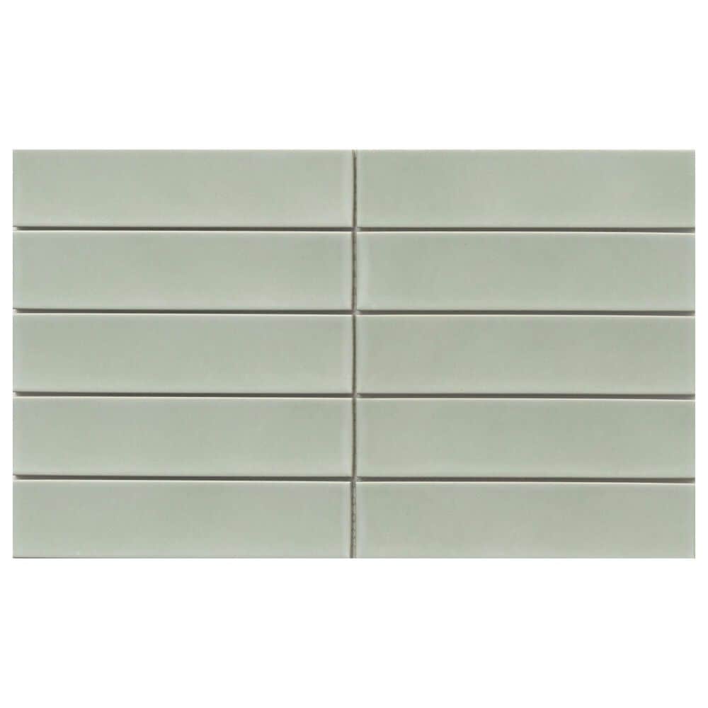 Emser Kaizen Sage 2" x 8" Rectangle on 9" x 15" Satin Porcelain Mosaic Sheet, , large